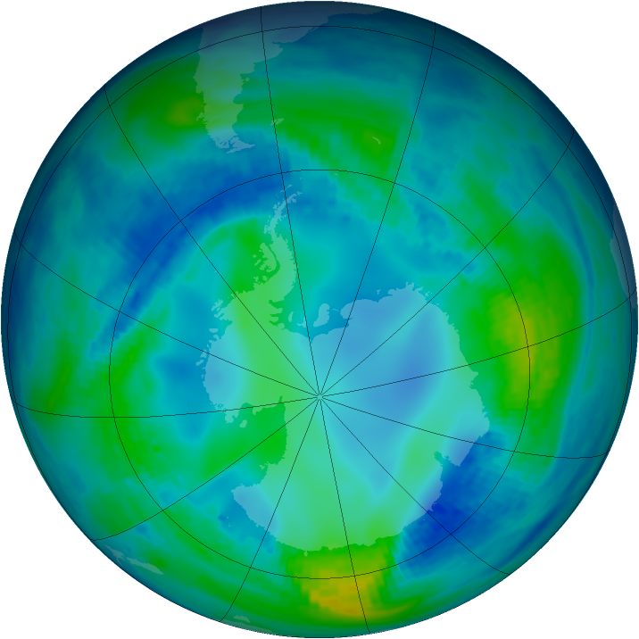 Antarctic ozone map for 09 May 1993